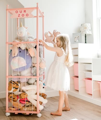Stuffed Animal Zoo Storage, Pink 54in